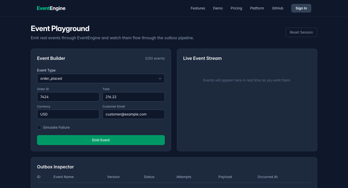 Event Engine live demo